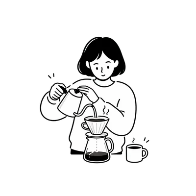 A person making pour-over coffee