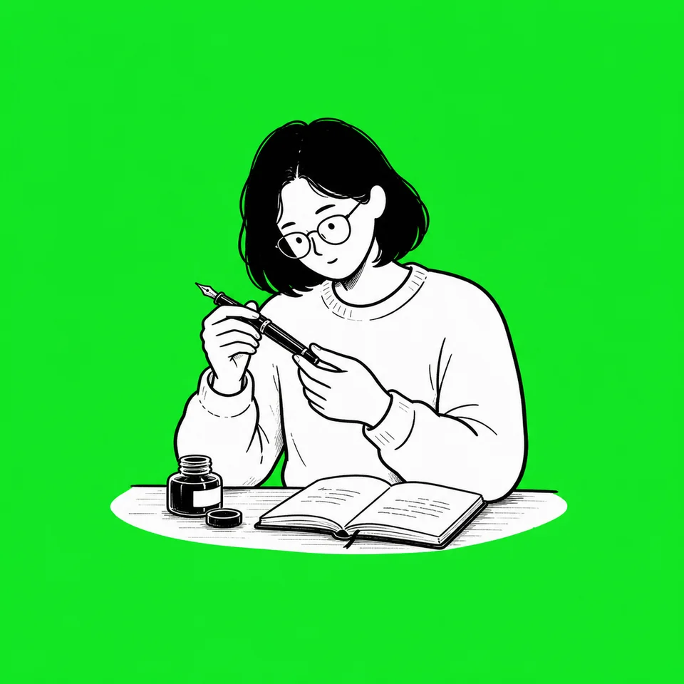 Black line drawing of a fountain pen